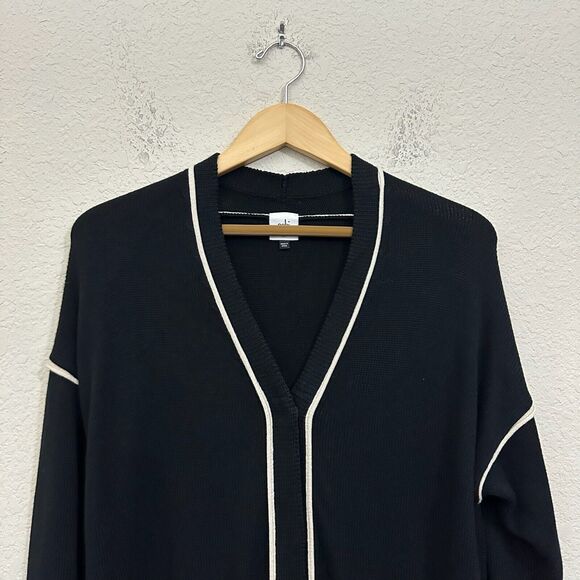 CABI Comfort Cardigan Sweater Black V-Neck Cotton Blend Cozy Minimalist - Picture 4 of 13